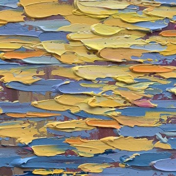 Lever du soleil Océan Coastal Sea Landscape par Couteau à palette détail plage art décoration murale texture de bord de mer Peinture à l'huile